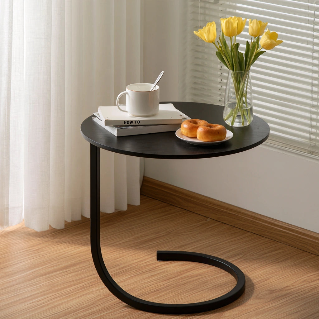 Tavolino laterale in legno, colore nero
