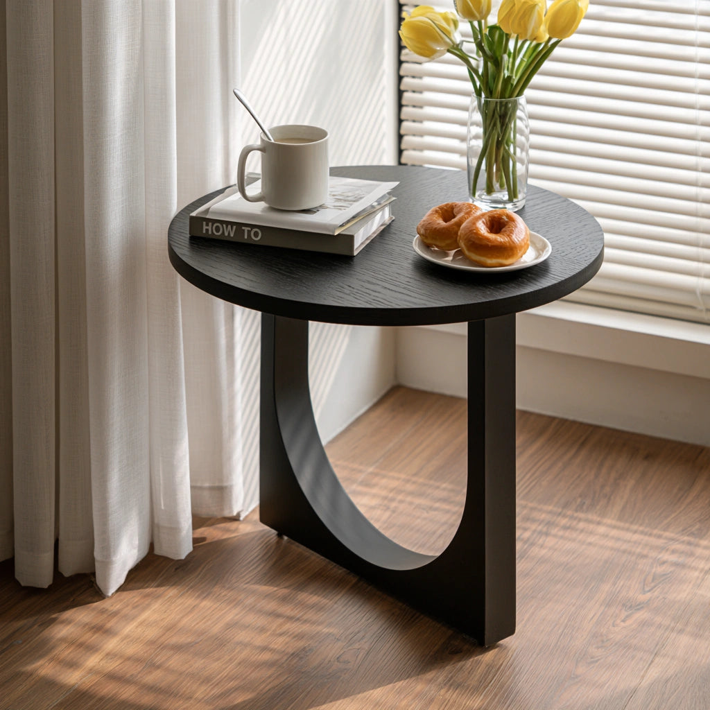Tavolino laterale in legno, colore nero